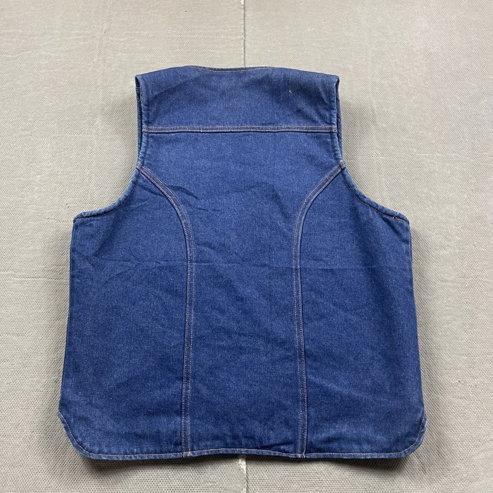 Vintage Wrangler Denim Vest‎ Mens Large Blue Sherpa Lined Button Up USA - Picture 8 of 11